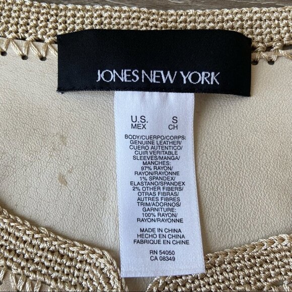 NWOT Jones New York  Suede Crochet Patchwork Open Front Jacket - Picture 8 of 16